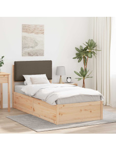 Letto con Testiera Rivestita Talpa 90 x 200 cm Pino massello