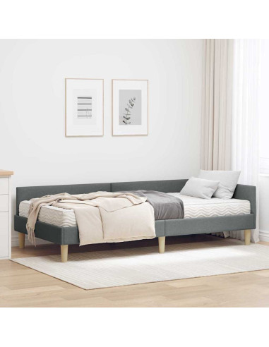 Struttura Letto Angolare con Materasso 2 pcs Grigio Tessuto