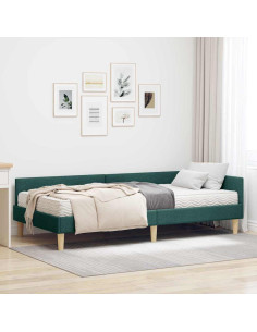 Struttura Letto Angolare con Materasso 2 pcs Verde Tessuto