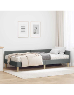 Struttura Letto Angolare con Materasso 2 pcs Grigio Tessuto