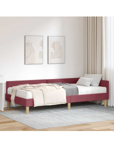 Struttura Letto Angolare con Materasso 2 pcs Grigio Tessuto