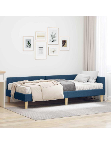 Struttura Letto Angolare con Materasso 2 pcs Blu Tessuto