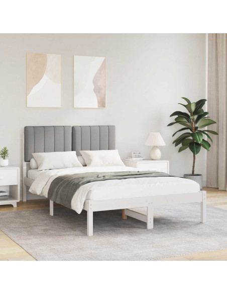 Letto con Testiera Rivestita Grigio chiaro 120 x 190 cm