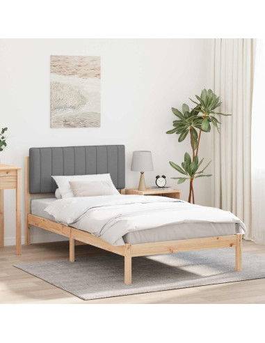 Letto con Testiera Rivestita Grigio chiaro 100 x 200 cm