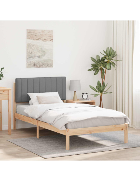 Letto con Testiera Rivestita Grigio chiaro 100 x 200 cm