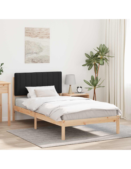 Letto con Testiera Rivestita Nero 100 x 200 cm Pino massello