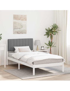Letto con Testiera Rivestita Grigio chiaro 100 x 200 cm