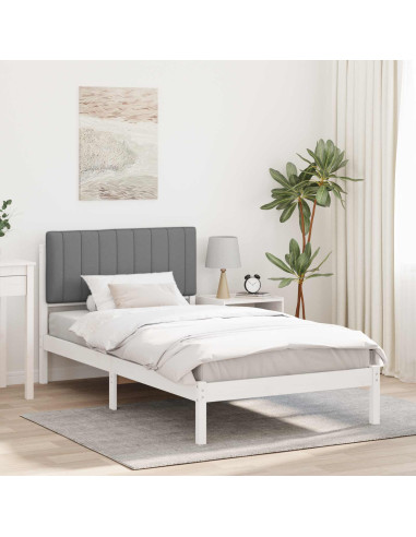 Letto con Testiera Rivestita Grigio chiaro 100 x 200 cm