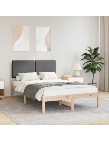 Letto con Testiera Rivestita Grigio scuro 135 x 190 cm