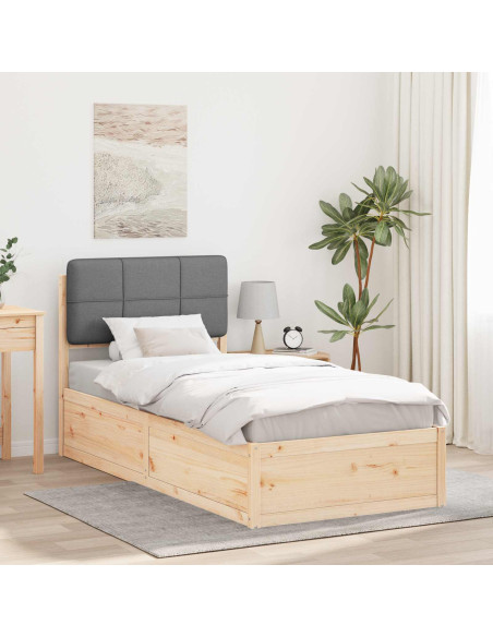 Letto con Testiera Rivestita Grigio chiaro 75 x 190 cm