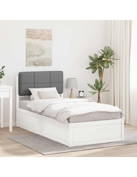 Letto con Testiera Rivestita Grigio chiaro 75 x 190 cm