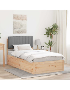 Letto con Testiera Rivestita Grigio chiaro 100 x 200 cm