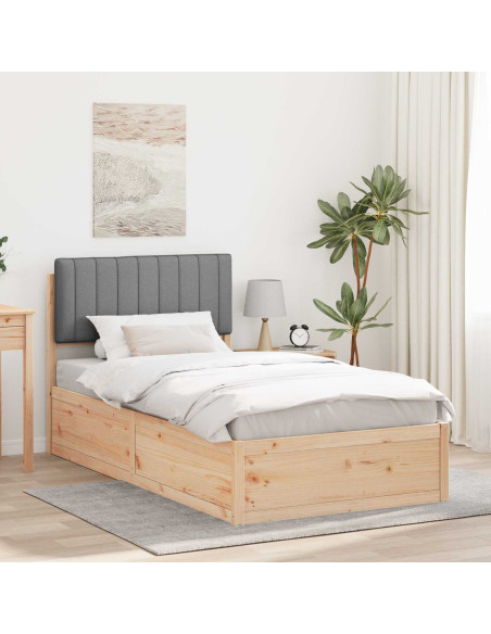 Letto con Testiera Rivestita Grigio chiaro 100 x 200 cm