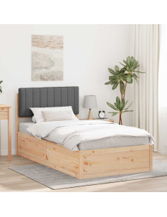 Letto con Testiera Rivestita Grigio scuro 100 x 200 cm