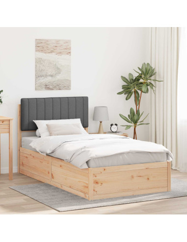 Letto con Testiera Rivestita Grigio scuro 100 x 200 cm