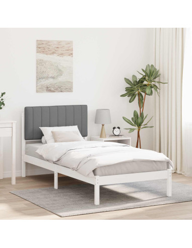 Letto con Testiera Rivestita Grigio chiaro 90 x 190 cm