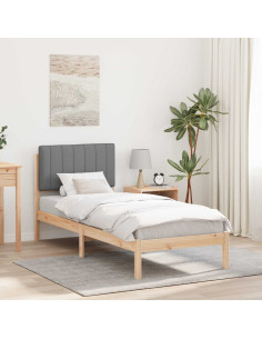 Letto con Testiera Rivestita Grigio chiaro 75 x 190 cm