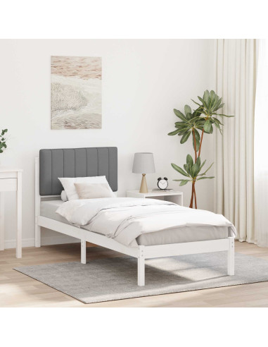 Letto con Testiera Rivestita Grigio chiaro 75 x 190 cm