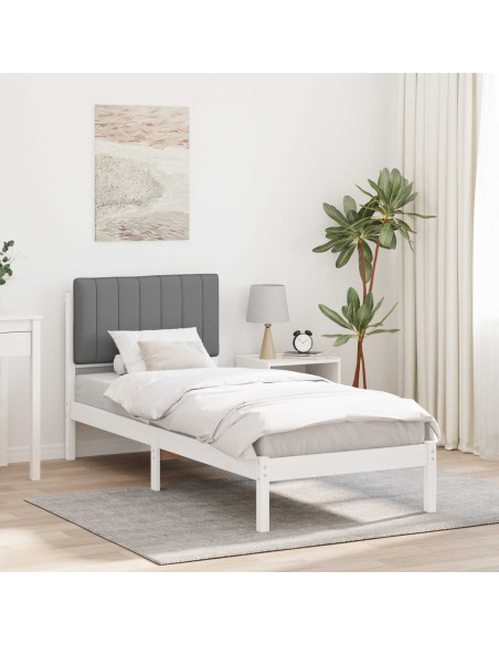 Letto con Testiera Rivestita Grigio chiaro 75 x 190 cm