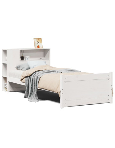 Letto Libreria senza Materasso Bianca 90x200 cm Legno di Pino