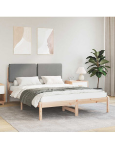 Letto con Testiera Rivestita Grigio chiaro 140 x 200 cm