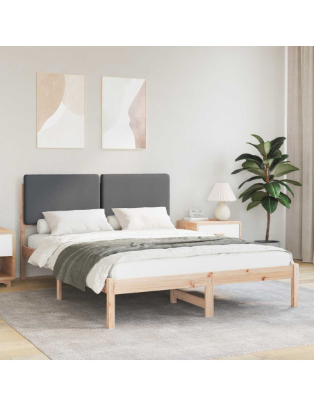 Letto con Testiera Rivestita Grigio scuro 140 x 200 cm