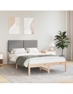 Letto con Testiera Rivestita Grigio chiaro 120 x 200 cm