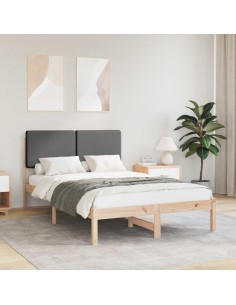 Letto con Testiera Rivestita Grigio scuro 120 x 200 cm