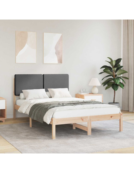 Letto con Testiera Rivestita Grigio scuro 120 x 190 cm