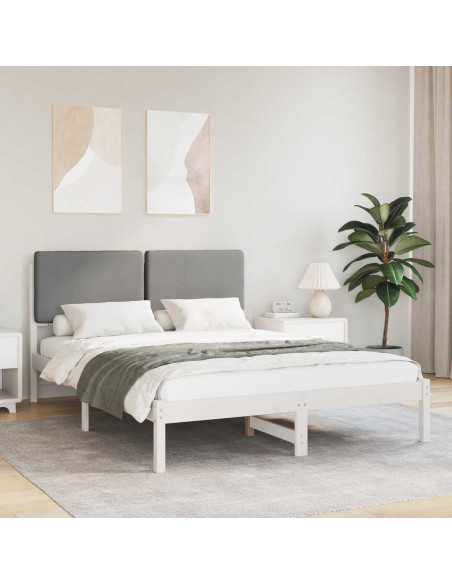 Letto con Testiera Rivestita Grigio chiaro 160 x 200 cm