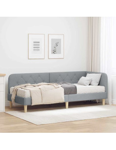 Cornice del letto ad angolo Grigio chiaro 80 x 200 cm Tessuto