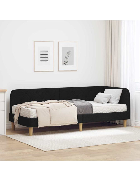 Cornice del letto ad angolo Nero 80 x 200 cm Tessuto