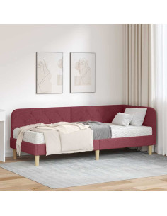 Cornice del letto ad angolo Rosso Vino 80 x 200 cm Tessuto