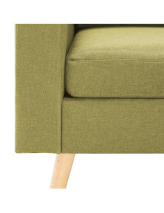 Divano a 3 Posti con Poggiapiedi Verde in Tessuto