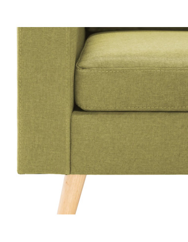 Divano a 3 Posti con Poggiapiedi Verde in Tessuto