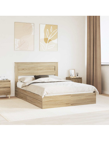 Letto con Contenitore con testiera Rovere Sonoma 160 x 200 cm