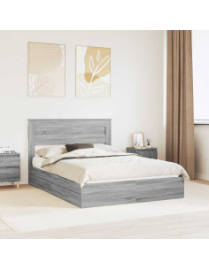 Letto con Contenitore con testiera Grigio Sonoma 150 x 200 cm