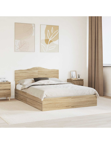 Letto con Contenitore con testiera Rovere Sonoma 160 x 200 cm