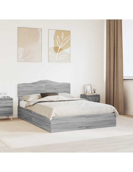 Letto con Contenitore con testiera Grigio Sonoma 160 x 200 cm