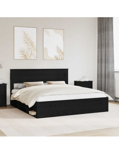 Struttura del letto Nero 200 x 200 cm Pino massello