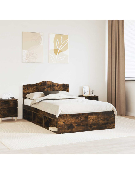 Struttura del letto Rovere fumé 135 x 190 cm Pino massello