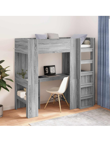 Struttura letto a castello con scrivania Grigio Sonoma