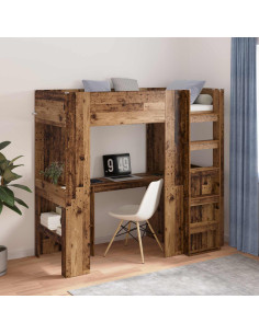 Struttura letto a castello con scrivania Legno vecchio
