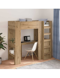 Struttura letto a castello con scrivania Rovere artigianale