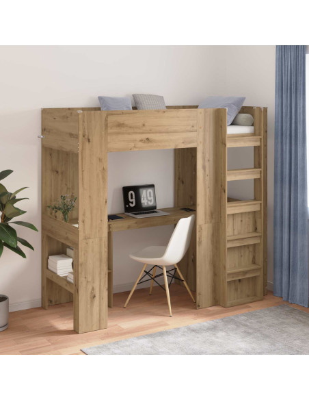Struttura letto a castello con scrivania Rovere artigianale