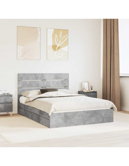 Letto con Contenitore con testiera Grigio cemento 150 x 200 cm