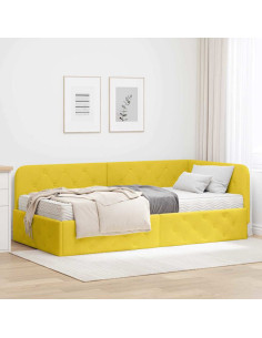 Cornice del letto ad angolo Giallo 90 x 200 cm Velluto
