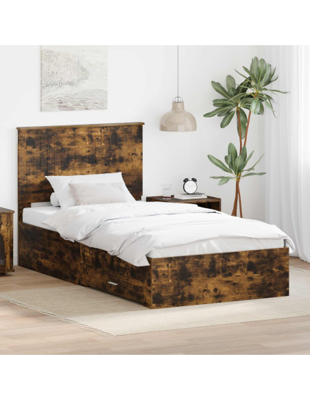 Struttura del letto Rovere fumé 100 x 200 cm Legno multistrato