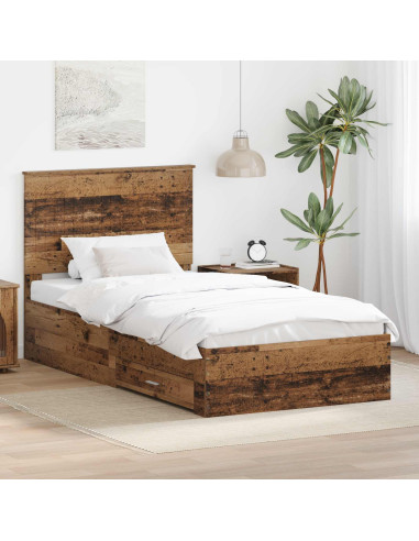 Struttura del letto con testiera Legno vecchio 100 x 200 cm