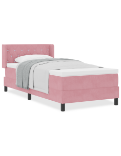Letto a molle con materasso Rosa 200 x 90 cm Poliestere